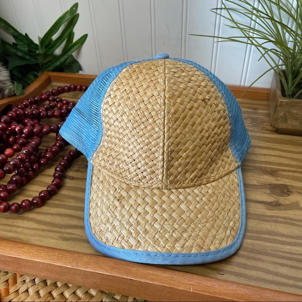 Headers Beige & Blue Straw Trucker Hat